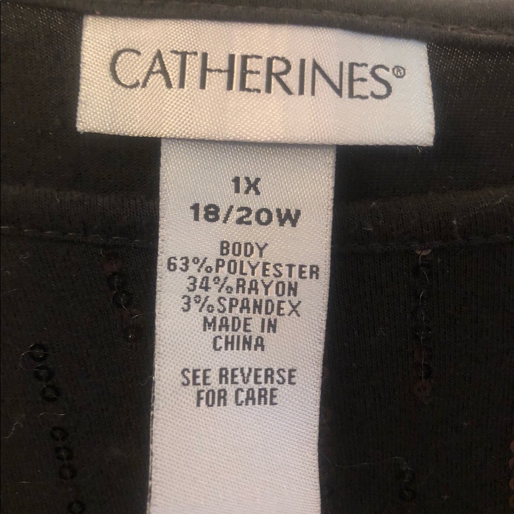Catherine’s Black Top With Sequence. Size 1x - image 5